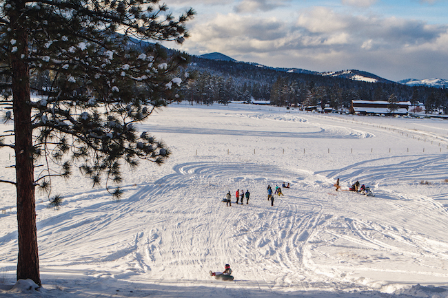 winter adventure at the resort at paws up
