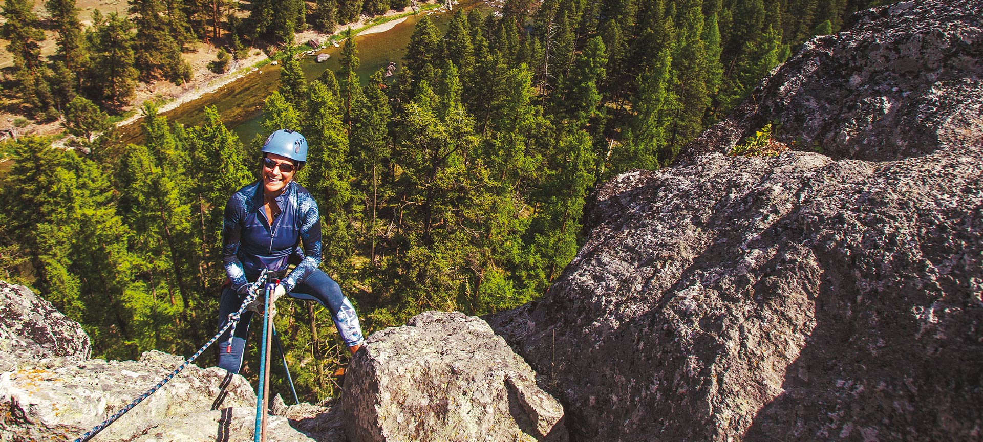 Rappelling over the Blackfoot River