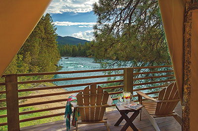 River Camp Tent - Deck Looking Over the Blackfoot River