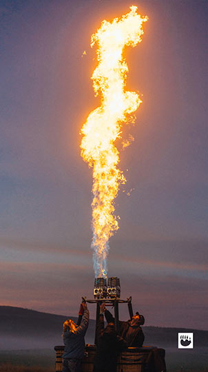 Hot-air ballooning at dusk