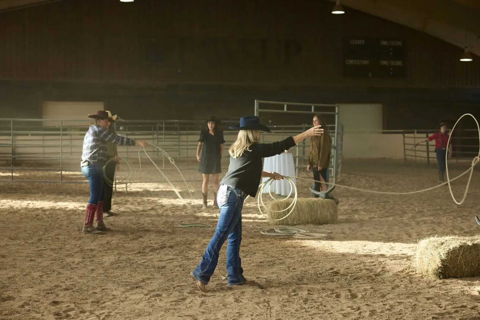 Woman getting ready to also inside an arena.