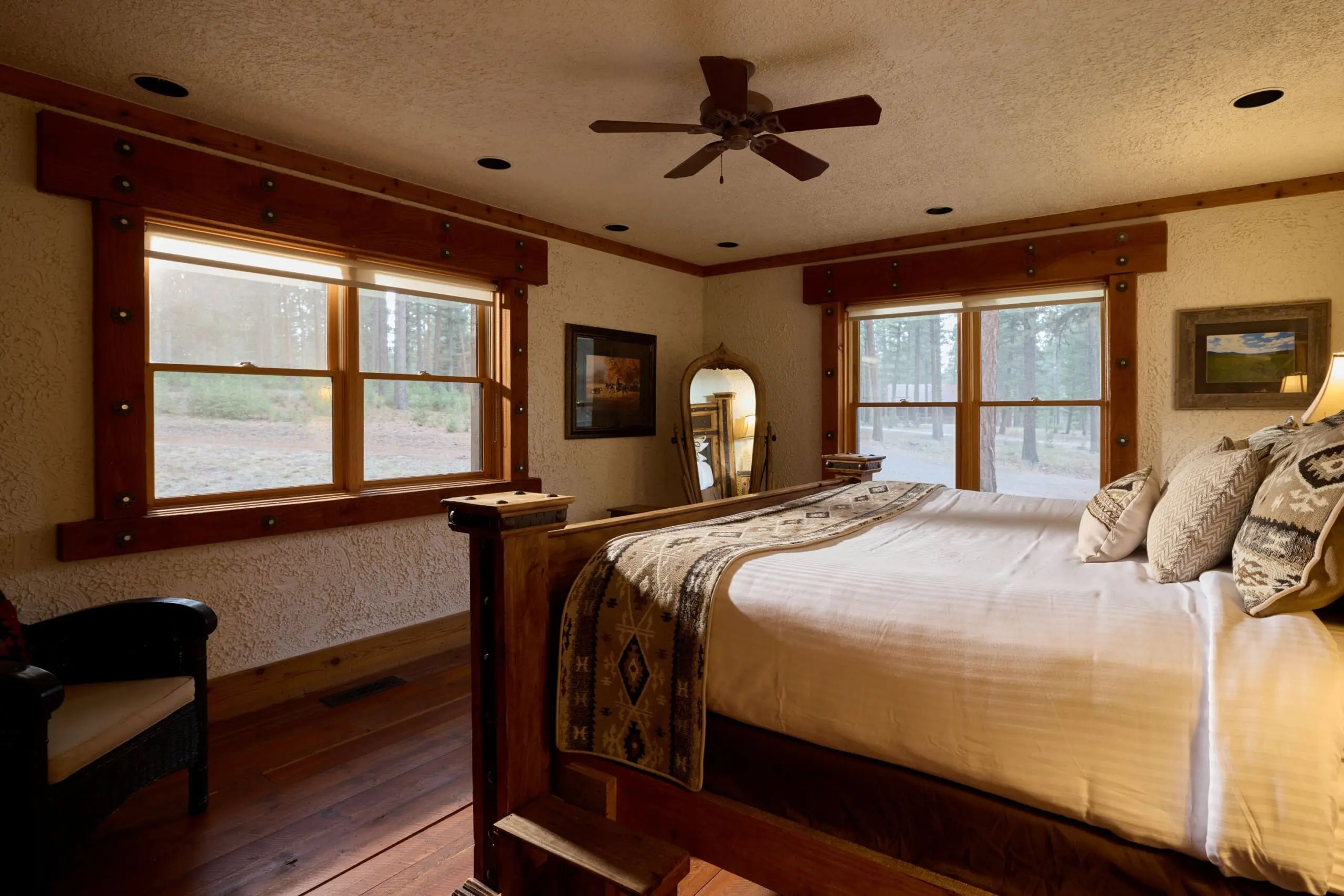 king bed in western style cabin