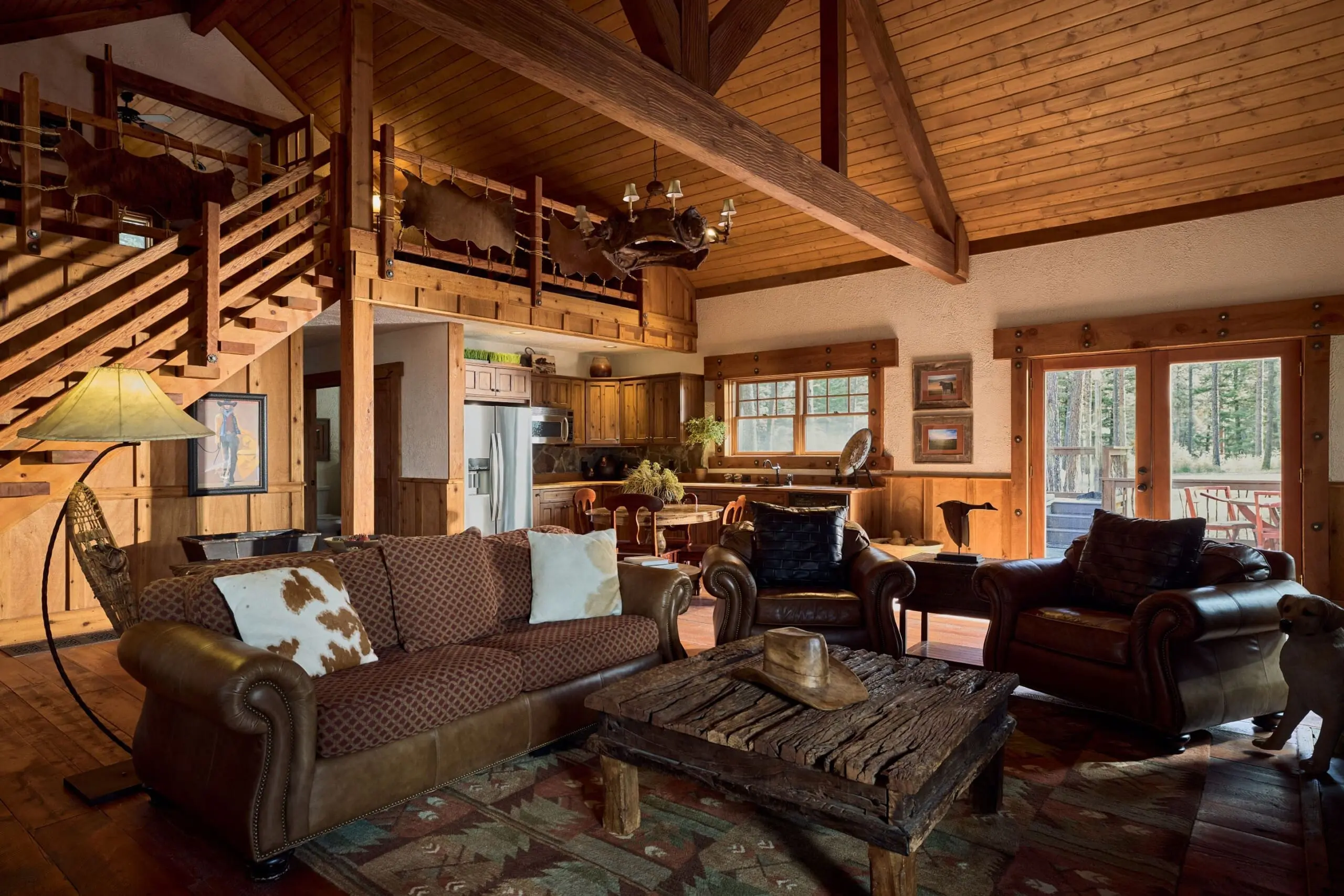 Interior of a cabin, western-style living room