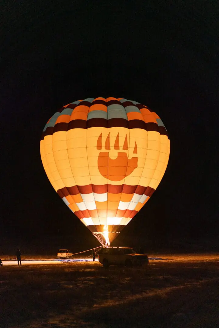 Hot air balloon at night.