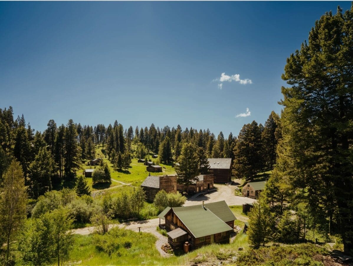 Summer scene of a ghost mining town, Garnet, in Montana