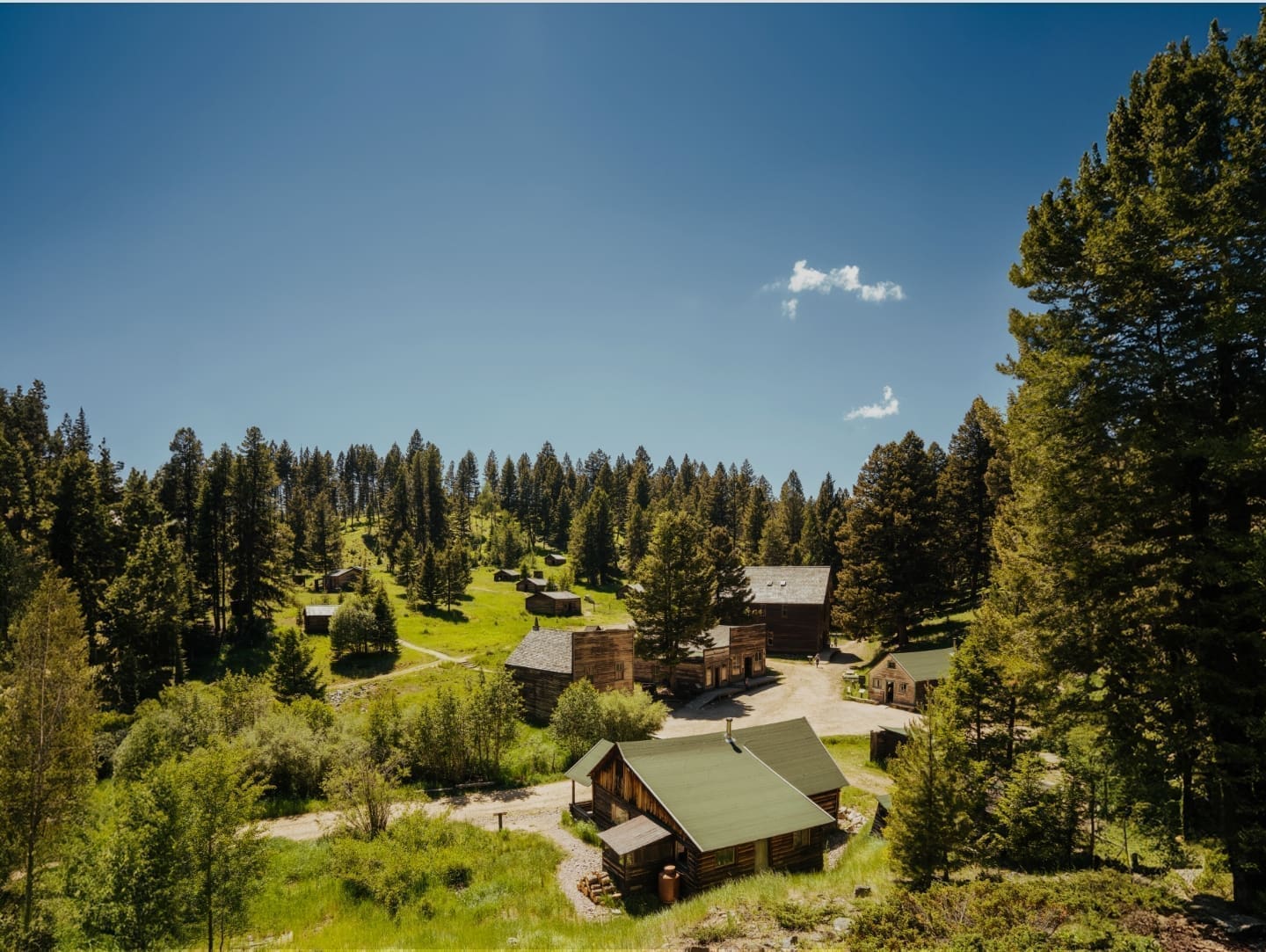 Summer scene of a ghost mining town, Garnet, in Montana