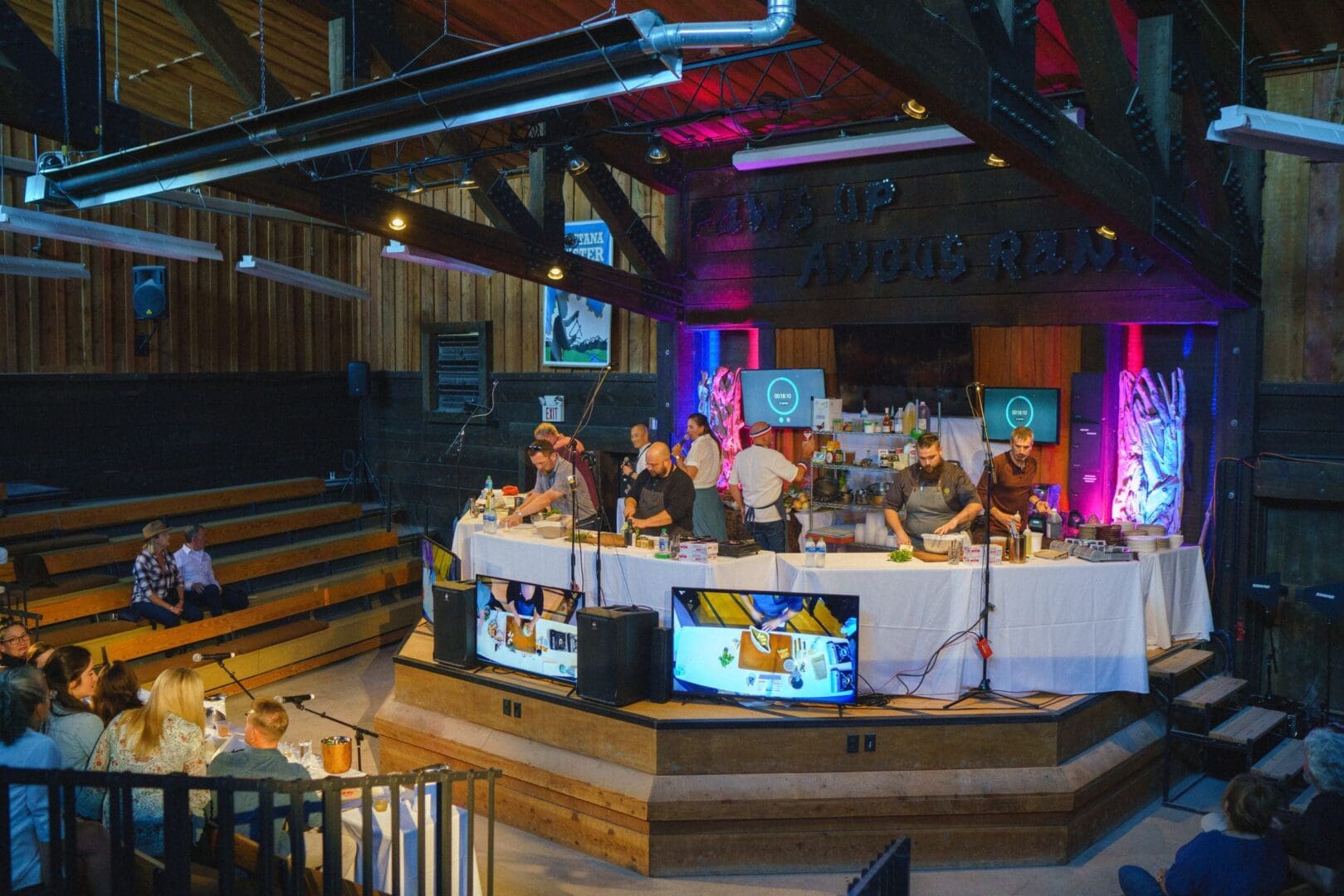View of chefs competing in Montana Master Chefs on a stage