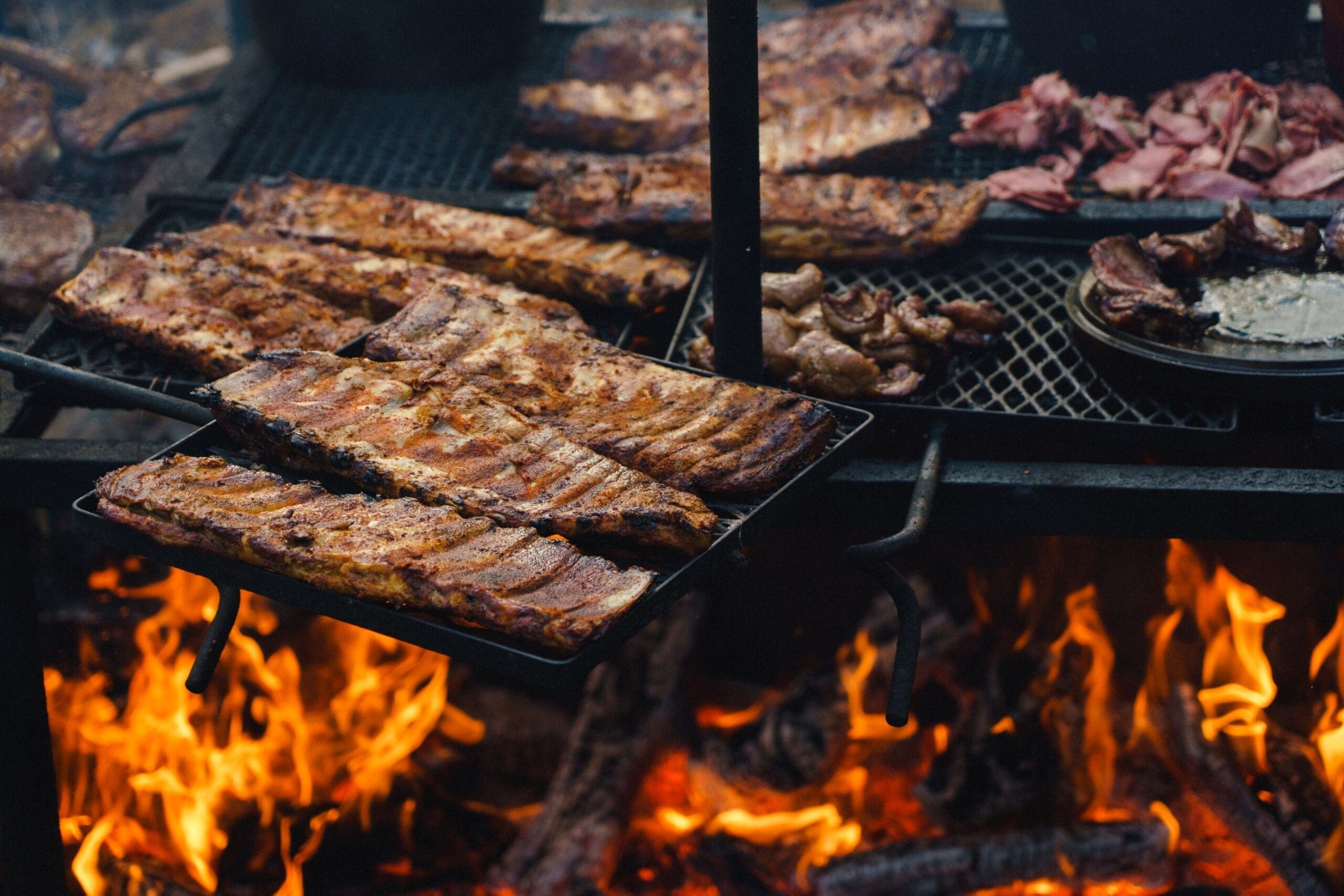 Open-flame roast of meat