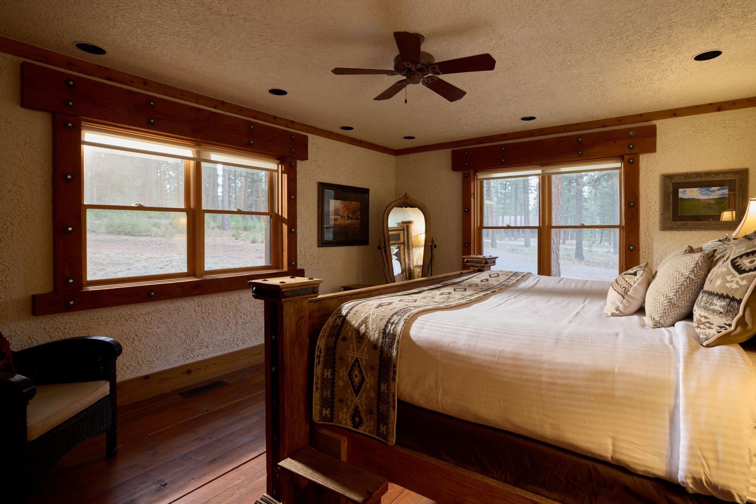 king bed in western style cabin