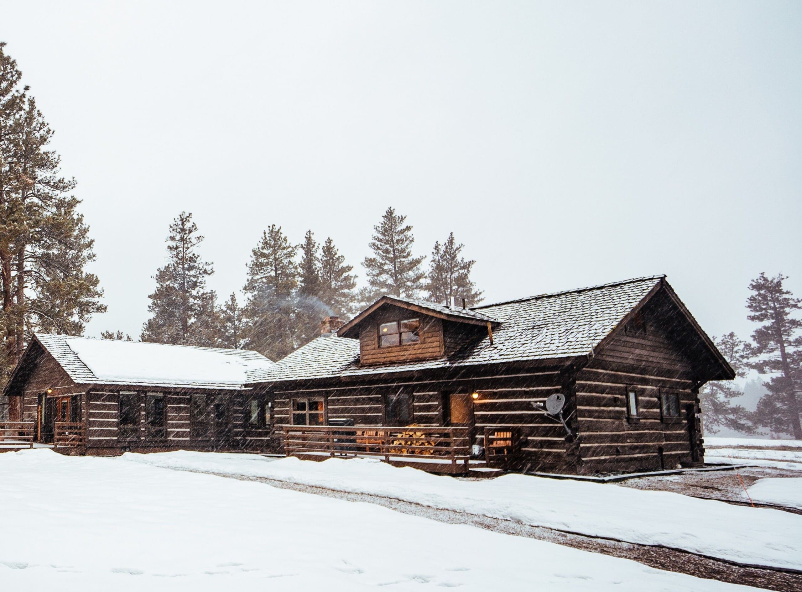 Exterior of a winter cabin