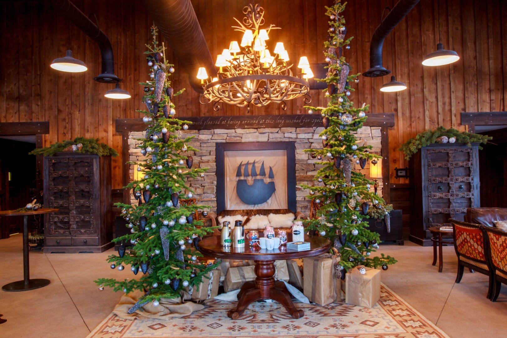 Inside of lobby with Christmas decor