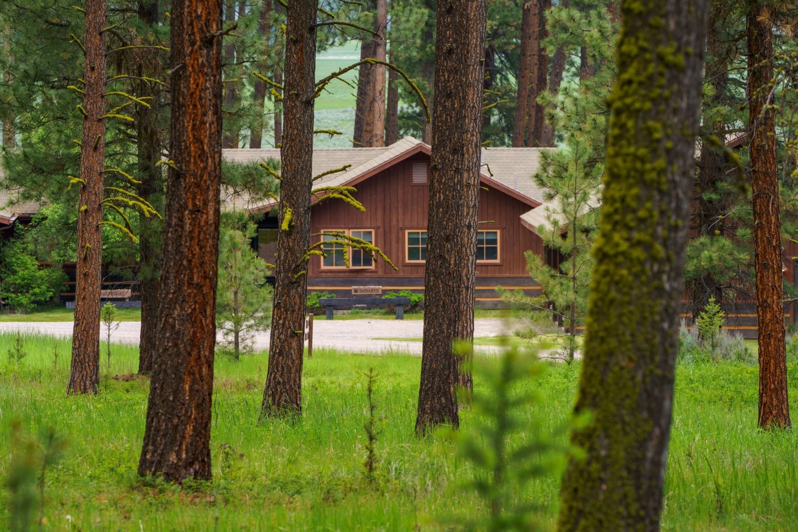 Exterior of wooden cabin in the forest