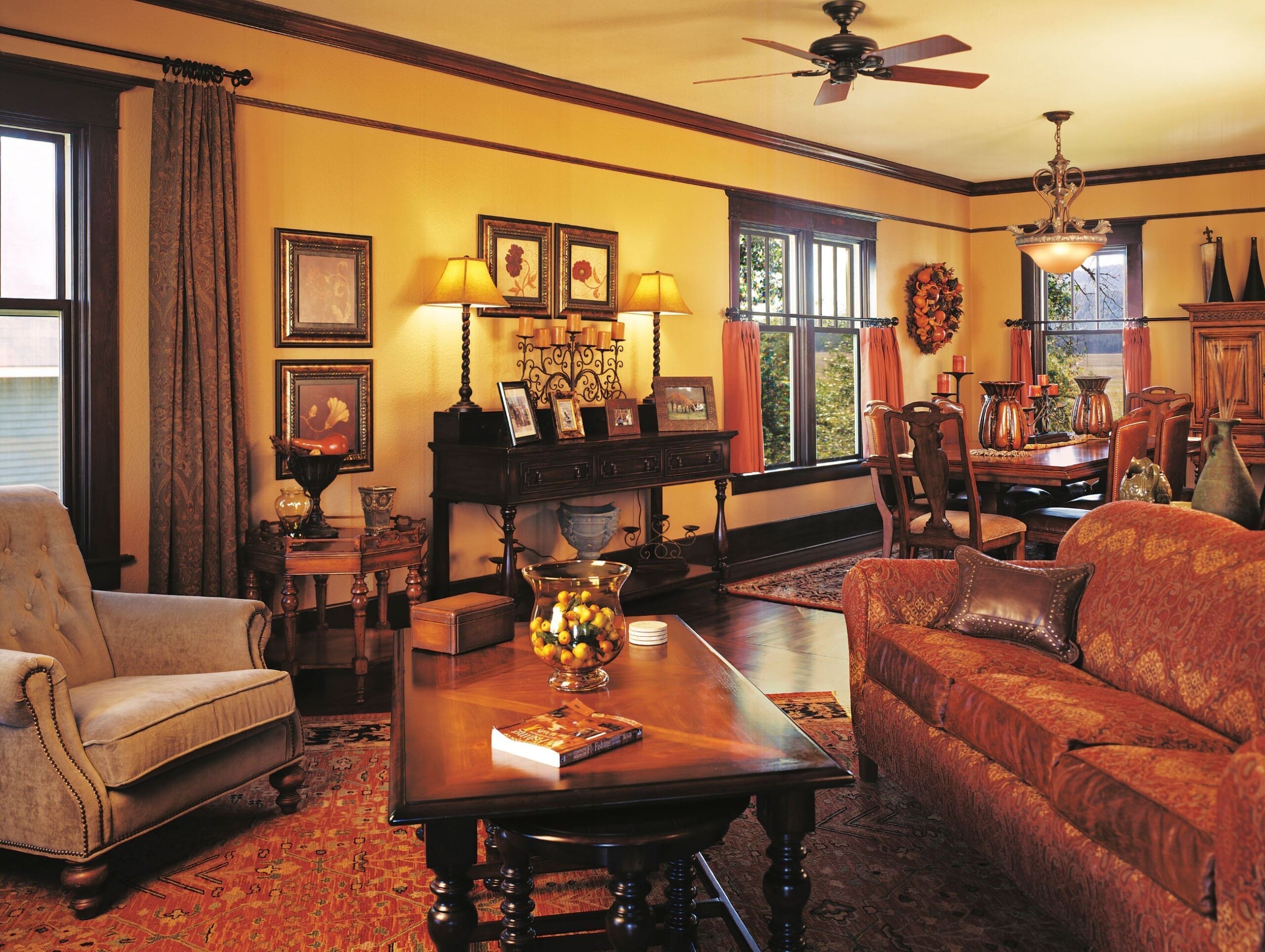 Interior of luxury farmhouse living room