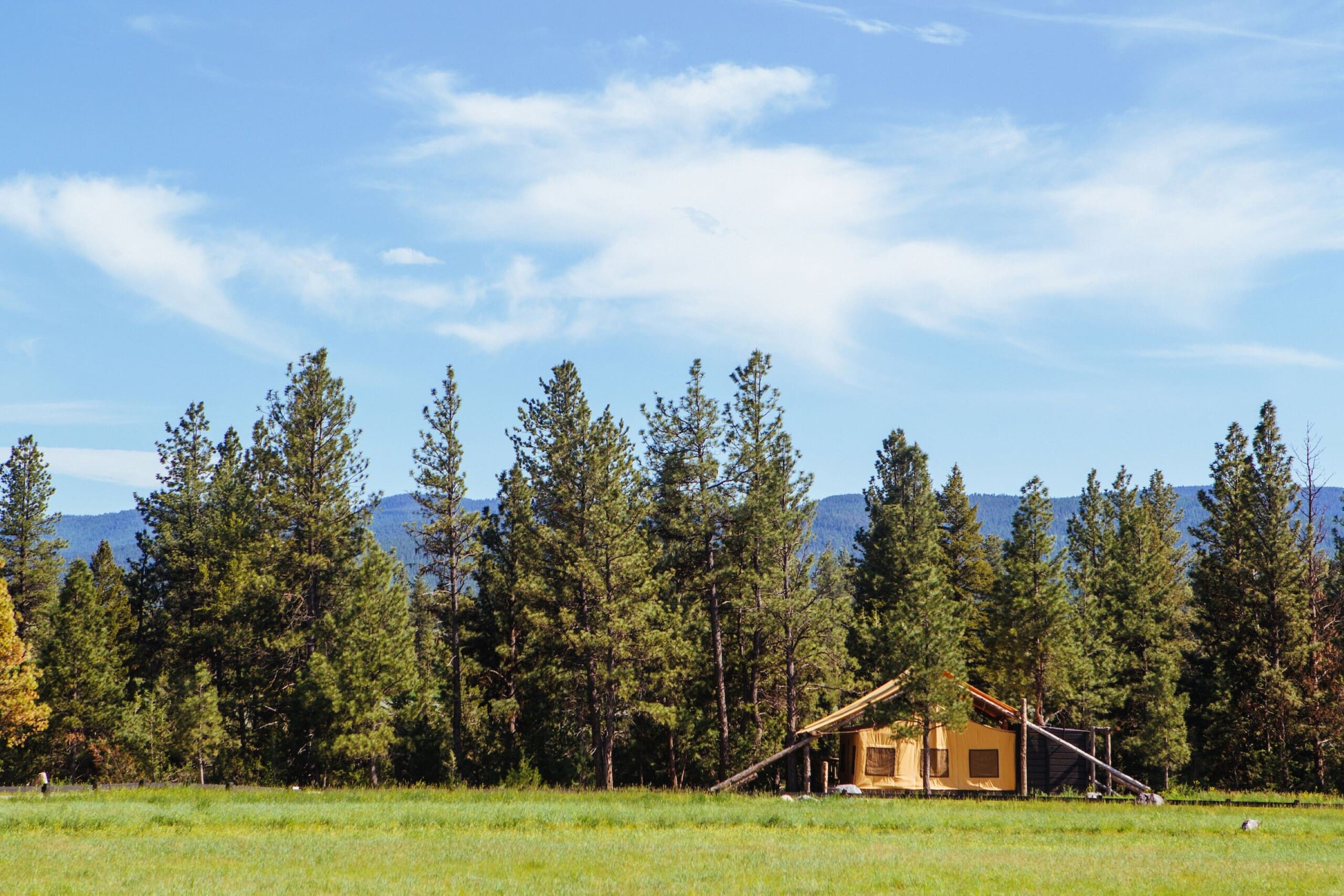 Exterior of three bedroom canvas glamping tent