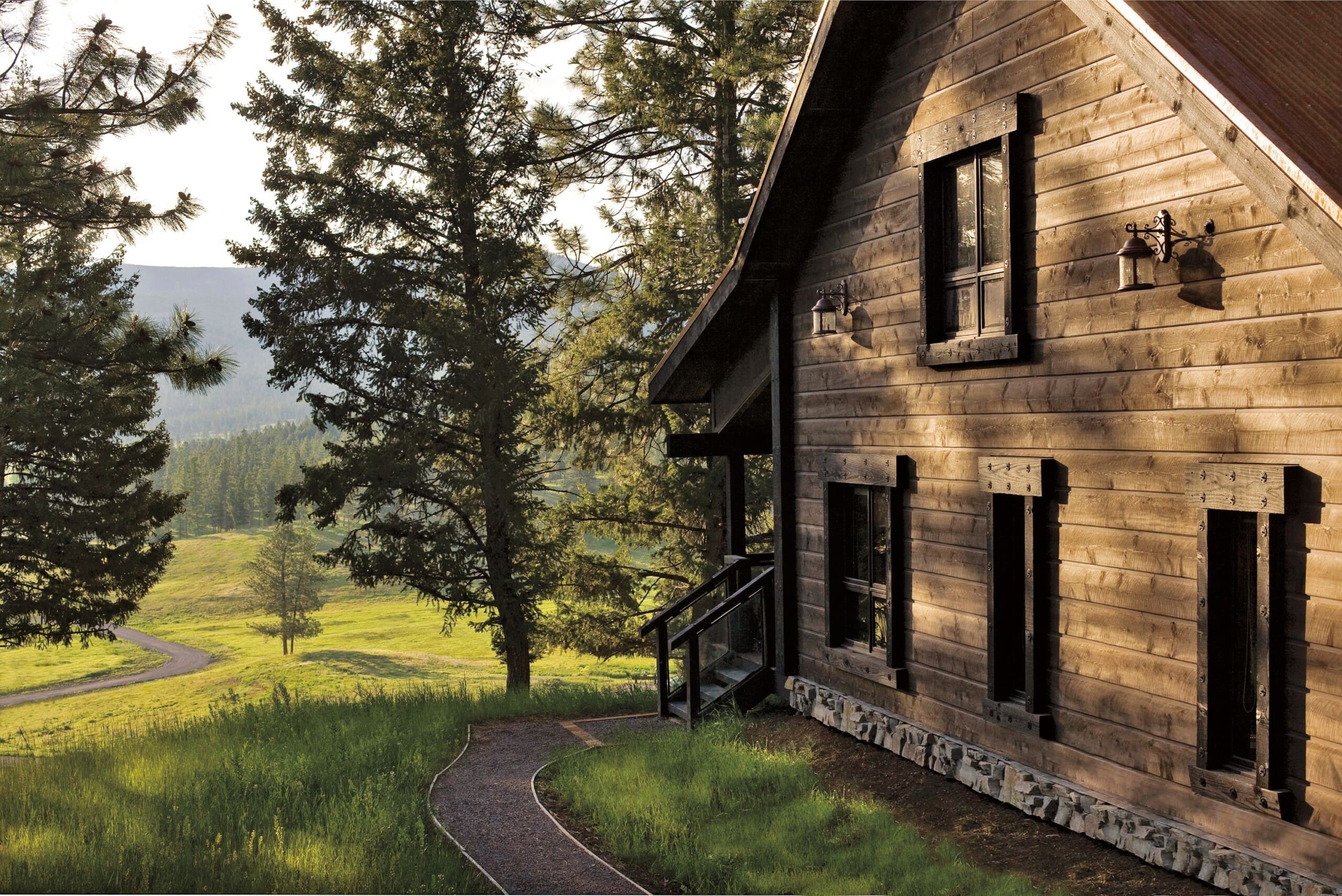 Outside of wooden cabin