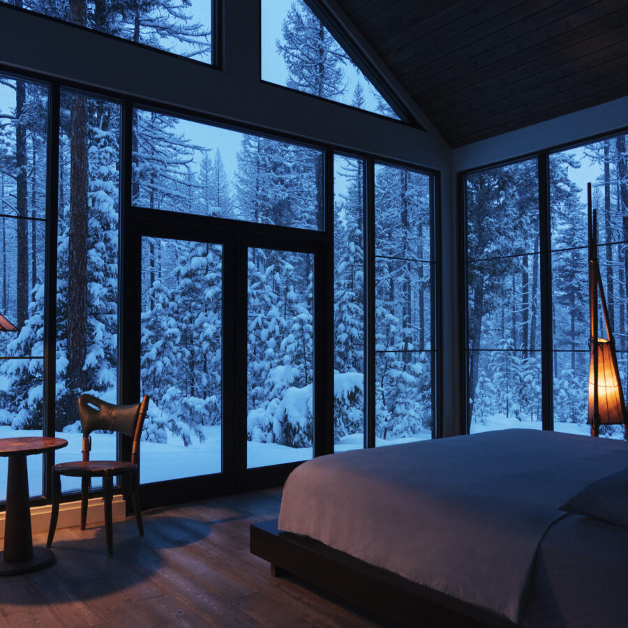 Paws Up cozy Haus in the winter time.