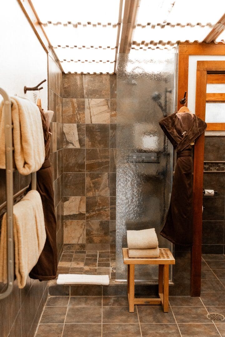 Inside of a fancy western themed bathroom.